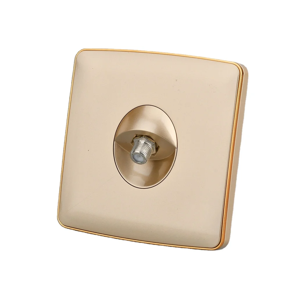 Factory Wholesale British/Eu Standard Electric Power Wall Socket Golden Satellite Tv for Home Hotel Use
