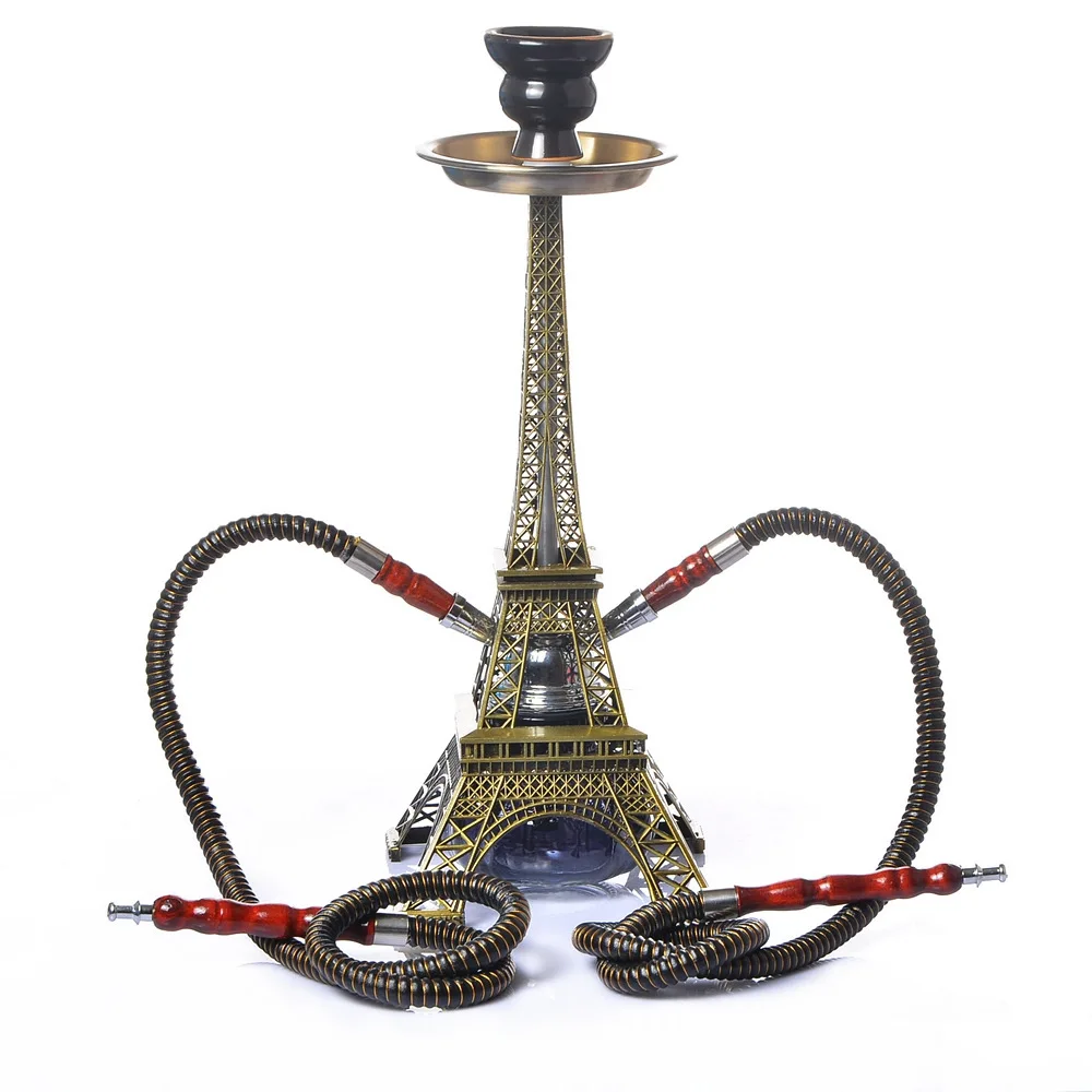 Factory Direct Sale Hookah Set Acrylic Hookah Eiffel Tower Chicha Double Pipes Shisha Hookah Smoking Accessories