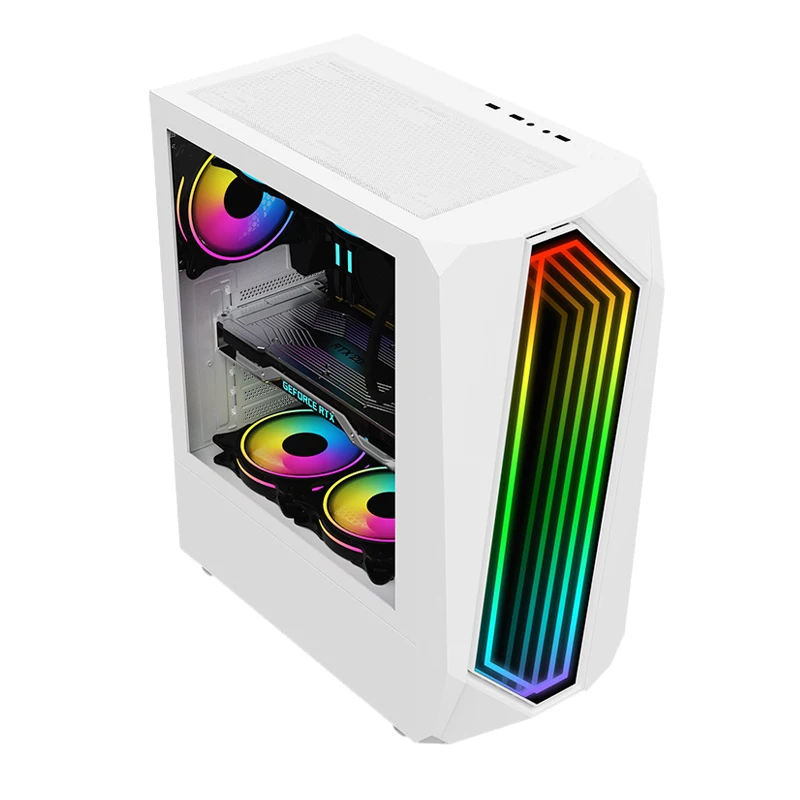 Lovingcool Airflow Focus RGB Gaming Computer Case with All-Around Tempered Glass Panels