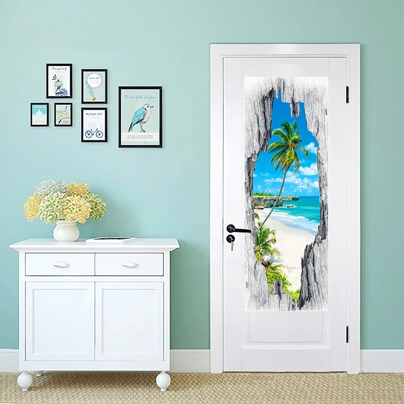new high quality best rate 3D self adhesive waterproof home decorative door sticker wallpaper stickers
