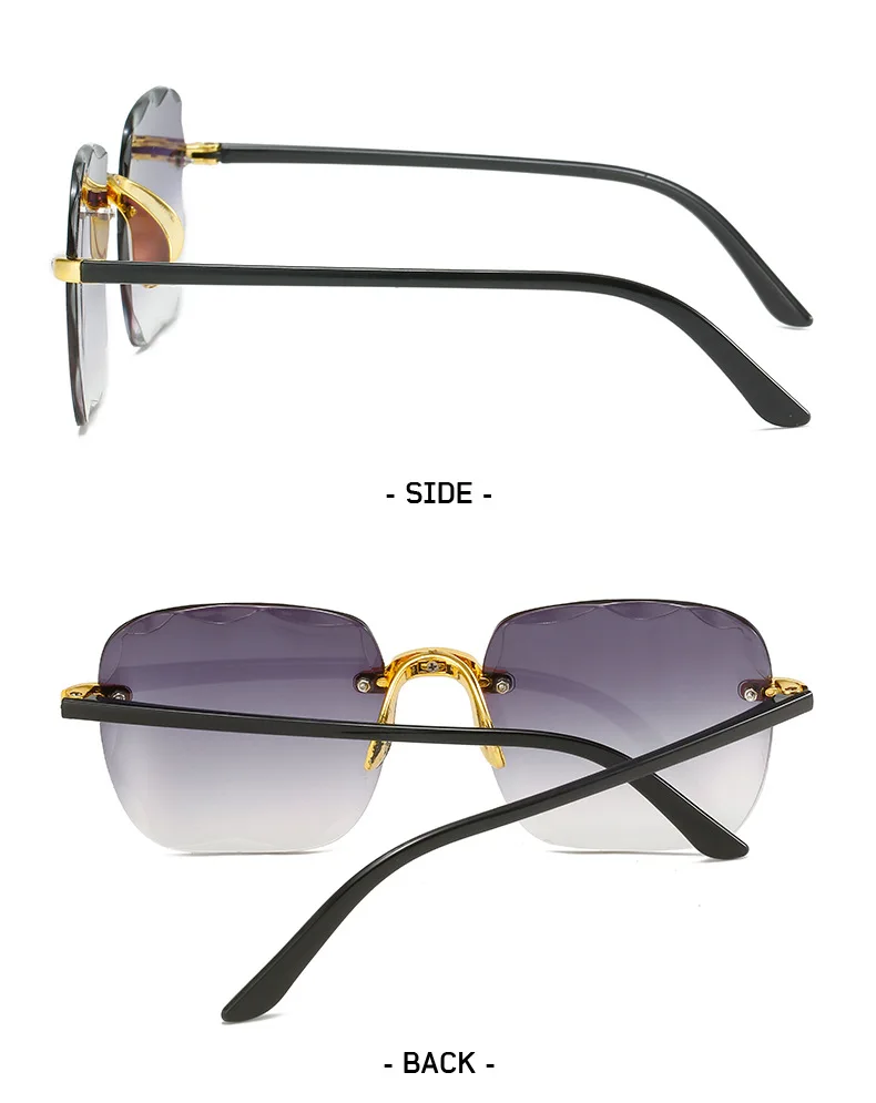 Luxury Rimless Square Sunglasses Woman Brand Designer Frameless Gradient Sun Glasses Man Fashion Vintage