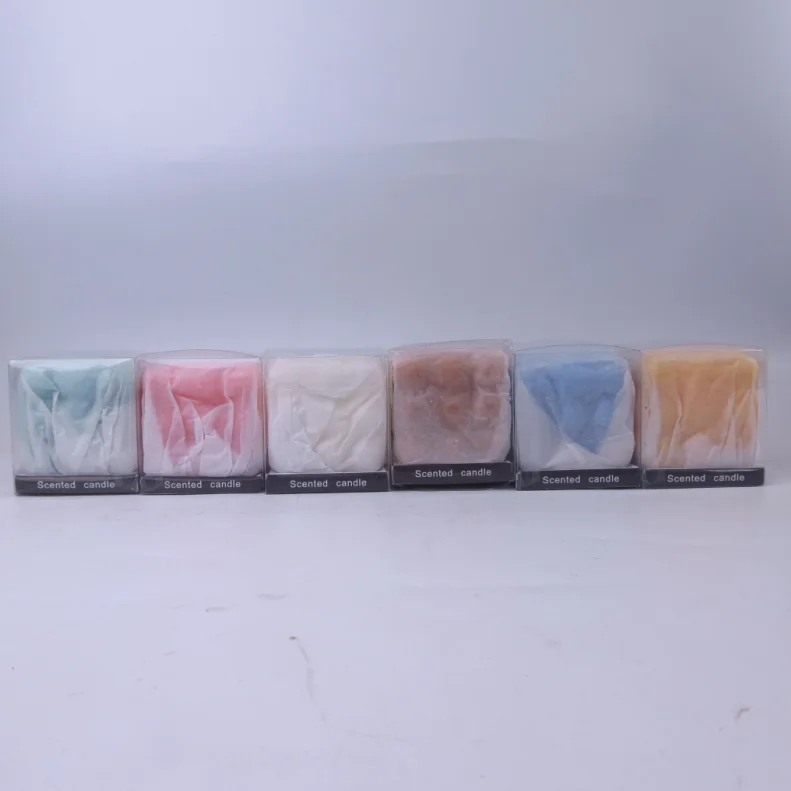 Новый цветной куб ручной работы, ароматерапия, частная марка, Ароматизированная соевая восковая пузырьковая свеча оптом