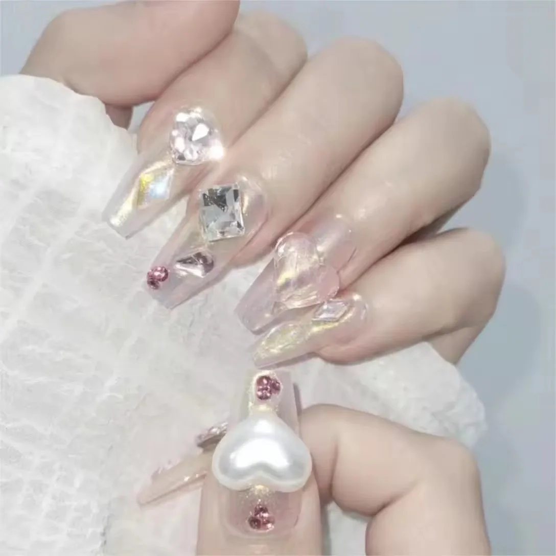 Design #726 #764 Handmade Acrylic Press on Gel Nails Artificial False Nail Tips Hot Luxury Almond Art Full Cover Nails