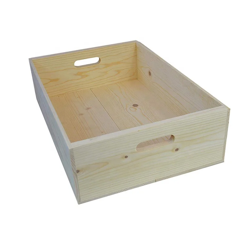 Customized Wooden Box with Handle High Quality Handmade Wooden Crate