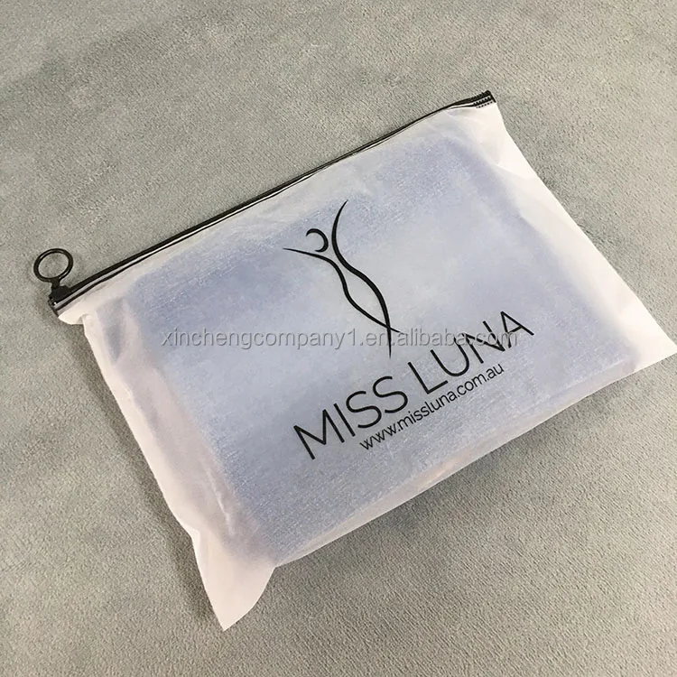 Custom frosted matte black clothing zippered bag transparent plastic pvc clothes bag with zipper
