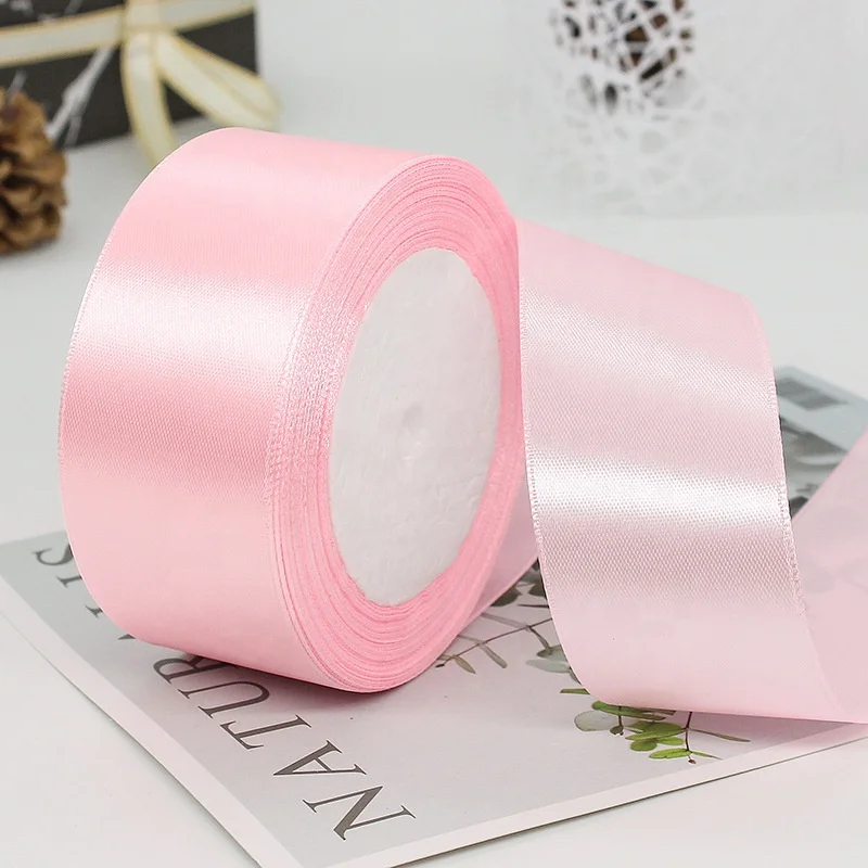 Factory Wholesale Webbing 4 cm Width Customized color 100% Polyester Smooth Satin Ribbon for gift packing roll 25 yards