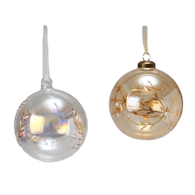 Carved Christmas glass ball  Wedding Glass Hanging Christmas Decoration Ball