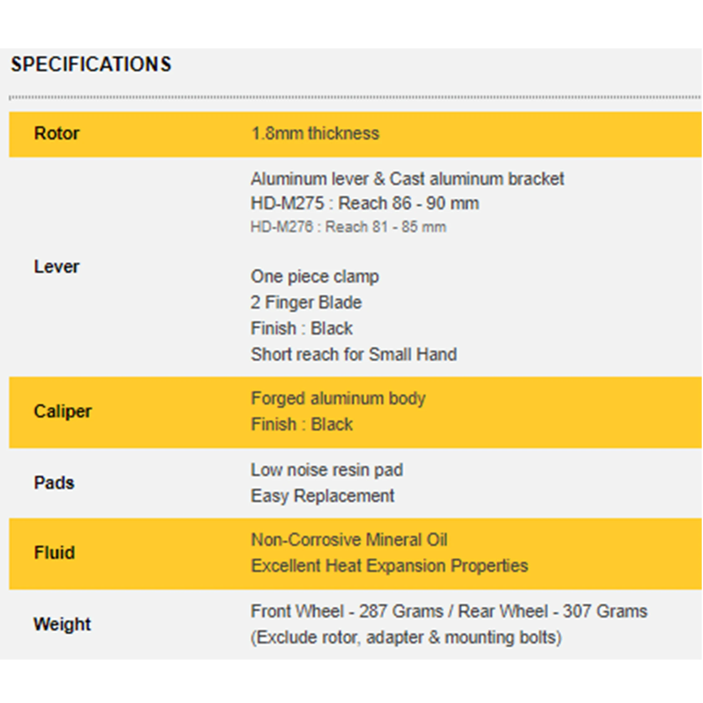 TEKTRO HD-M275 Hydraulic Disc Brake With 160mm Rotor For 1 Wheel Without Rotor