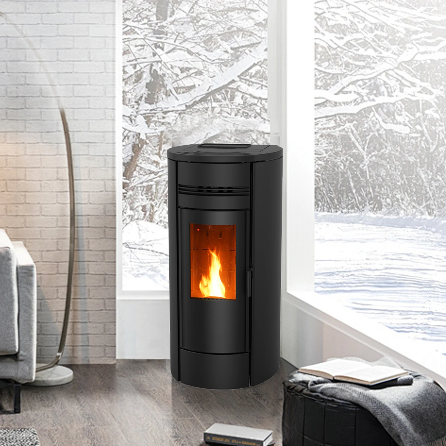 GF2201A  Indoor Smokeless Hydronic Pellet Stove Water Heater 22kw Estufa a Pellet Domestic Biomass  Hydro Pellet Stove Boiler