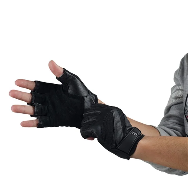 Fashion half finger body building training leather gym weight lifting  gloves