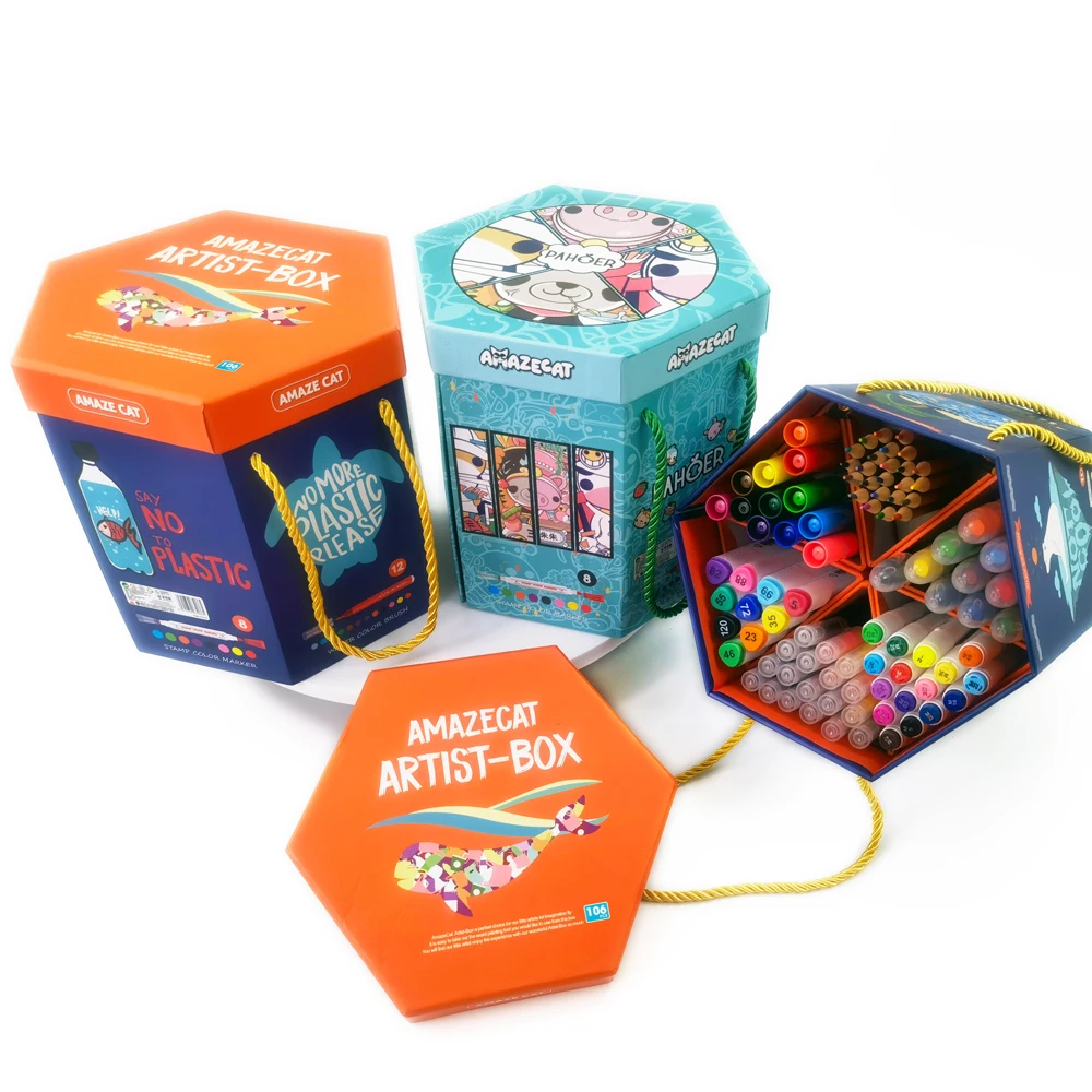 Factory Colorful Drawing Art Gift Stationery Set With paper Box 46pcs/106pcs Art Stationery Set for Kids Drawing Set