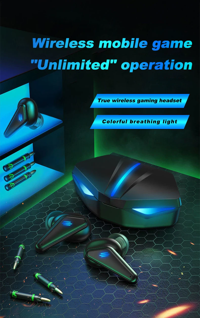 Tws gaming earphone E-sports hot K55 wireless TWS game Bluetooth  low delay half in-ear noise reduction cool headset