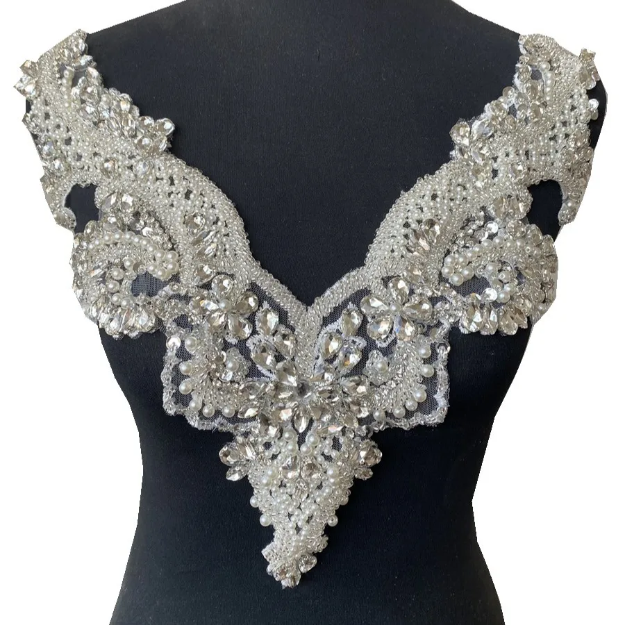 Bridal Wedding Panel Rhinestone Bodice Patch  Mult Color Crystal Appliques for Wedding Dresses