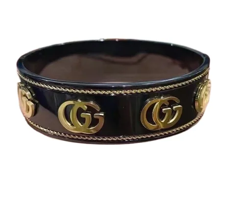 
European and American Leather Titanium Steel Gold Plated Brand Bracelet for Women 