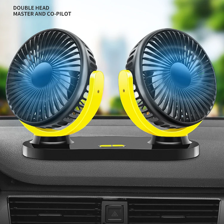 Summer Car Air Conditioner Fan 360 Degree Rotating Adjustable Double Heads Air Fan Mini Electronic USB Cooling Fan for Car