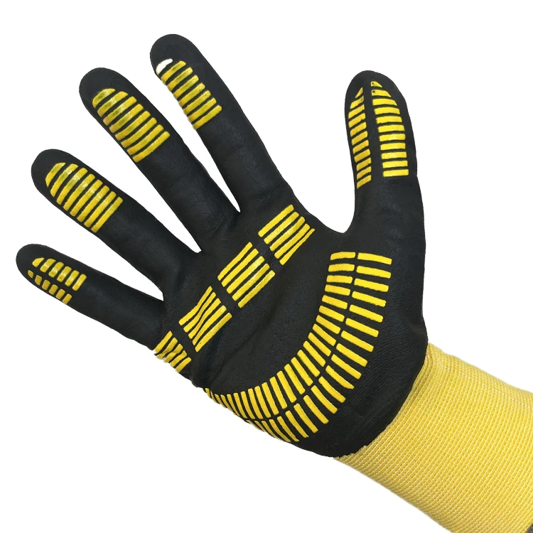 Micro Foam Nitrile Coated Nitrile Palm Dotted Dipping Gloves Nylon Safety Shell Abrasion Resistant Working Gloves