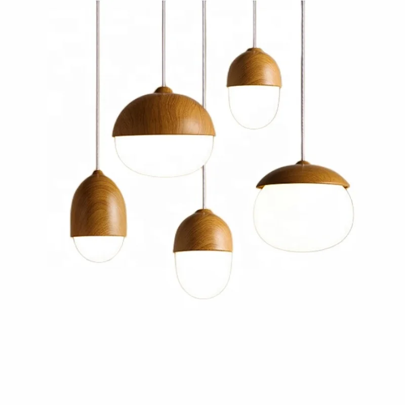 Modern Simple Beech Wood Glass wood led light Hotel living room bedroom cafe ceiling pendant lamp