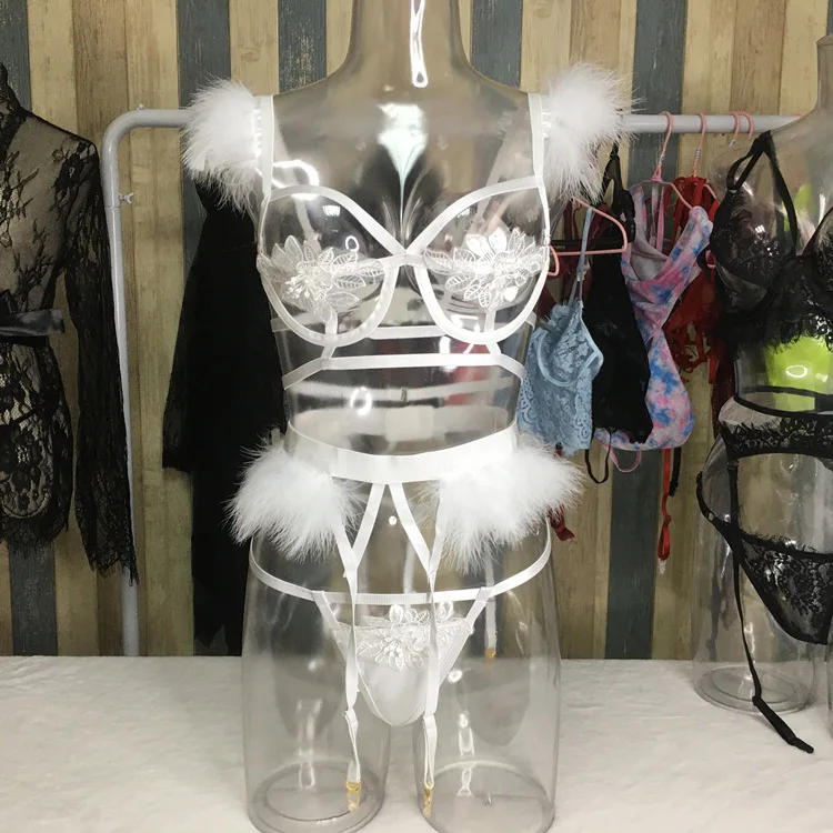 MYC-033 Best sell Garter And Stockings Spring Transparent Plus Size Sexy 3 pics set Sexy Garter  Lace Lingerie for Women