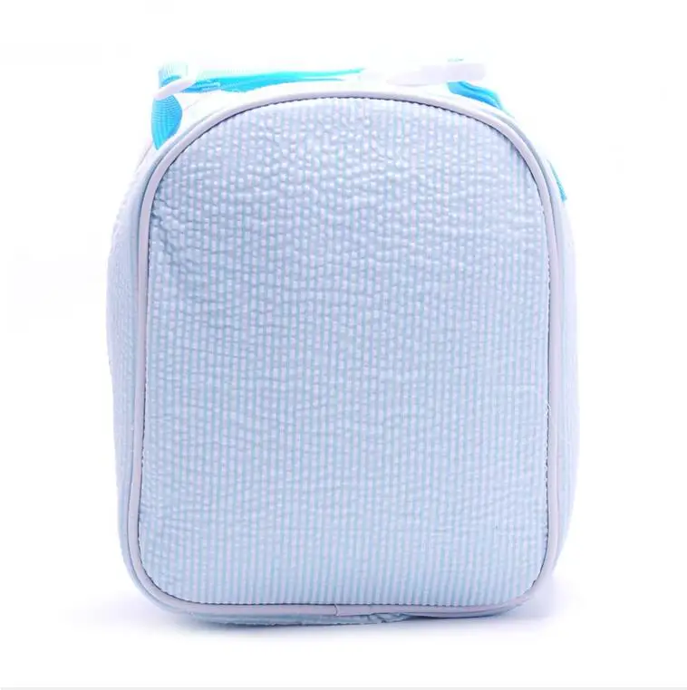 Wholesale Monoogrammed Kids Insulated Seersucker School Lunch boxes DMA09344
