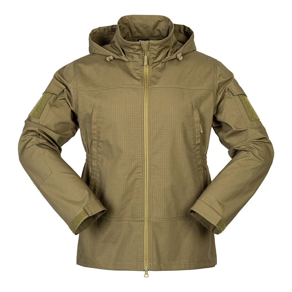 Stock Men Camouflage Tactical Jacket Breathable Waterproof Ribstop Fabric Hooded Coat Hoody Jacket