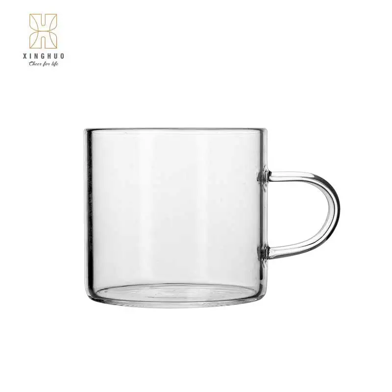 Glassware Supplier Unique Fancy Glass Mugs 130ml Customized LOGO Clear Borosilicate Glass Coffee Tea Cups