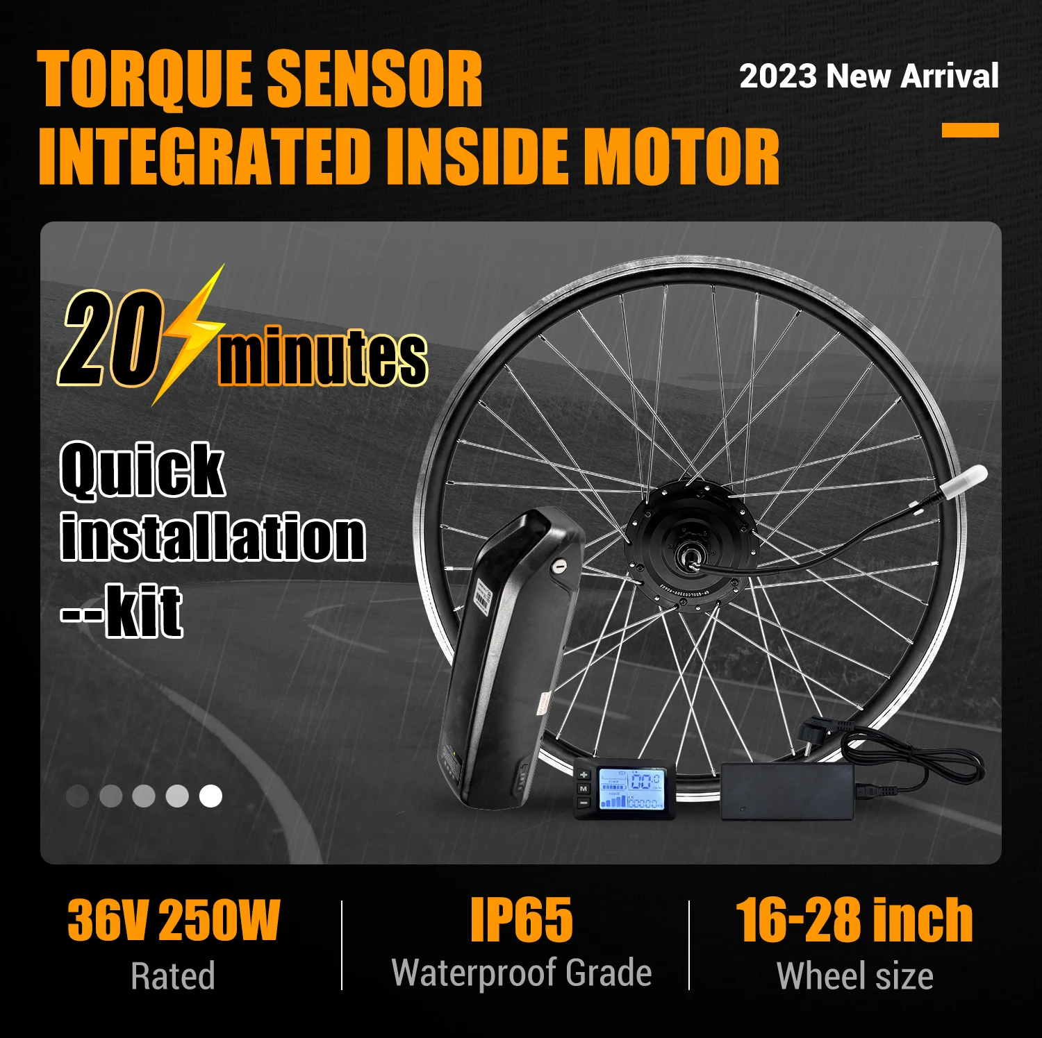 GreenPedel Ebike Conversion Kit Electric Bike Kit 250w 350w 500w 750w 1000w 1500w Motor with Torque Sensor Integrated