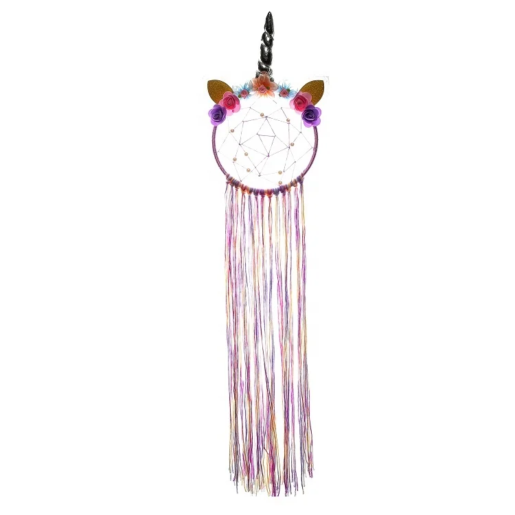 Настенное Радужное украшение Ins, колокольчик ветра, цветок из ткани, мультяшный кулон, детская игрушка, Ловец снов в виде единорога
