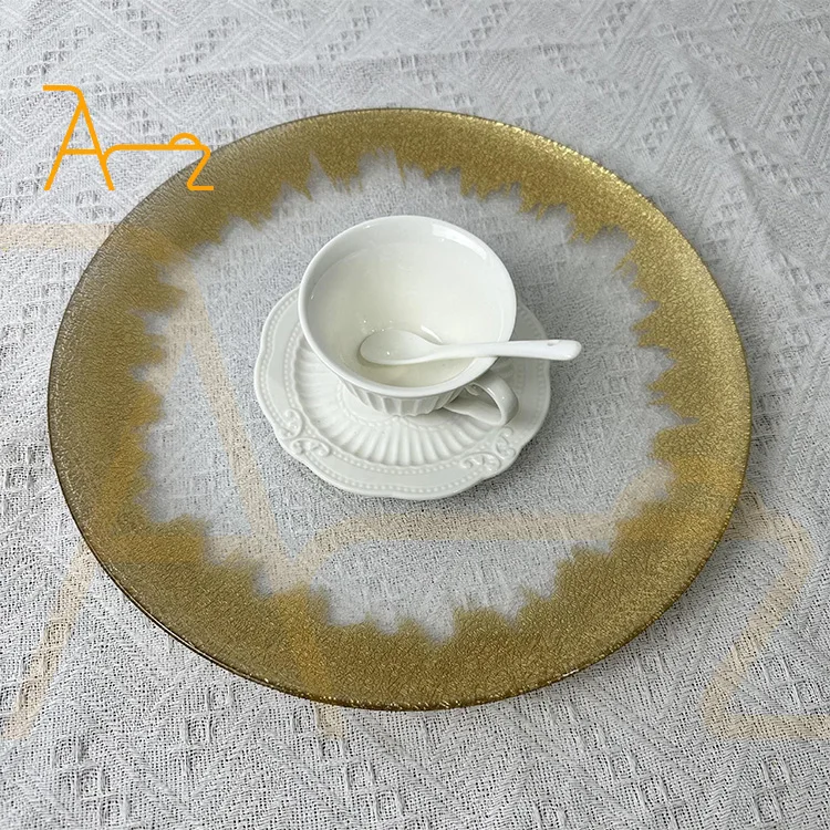 wholesale cheap price new design restaurant event wedding decoration dinner charger plate gold rim luxury plastic plates