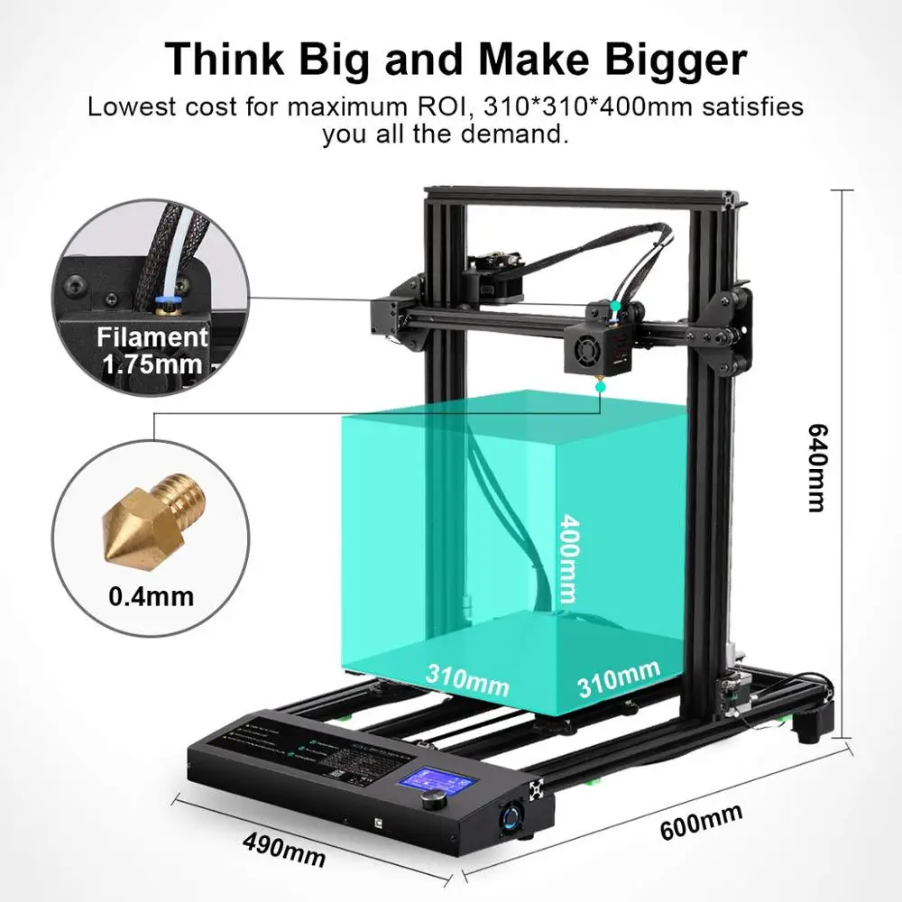  Настольный 3D принтер DIY FDM 310x310x400 мм размер