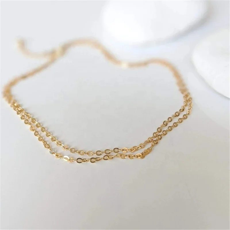 2021 fashion  simple silver  double layer beach anklets ladies for holiday