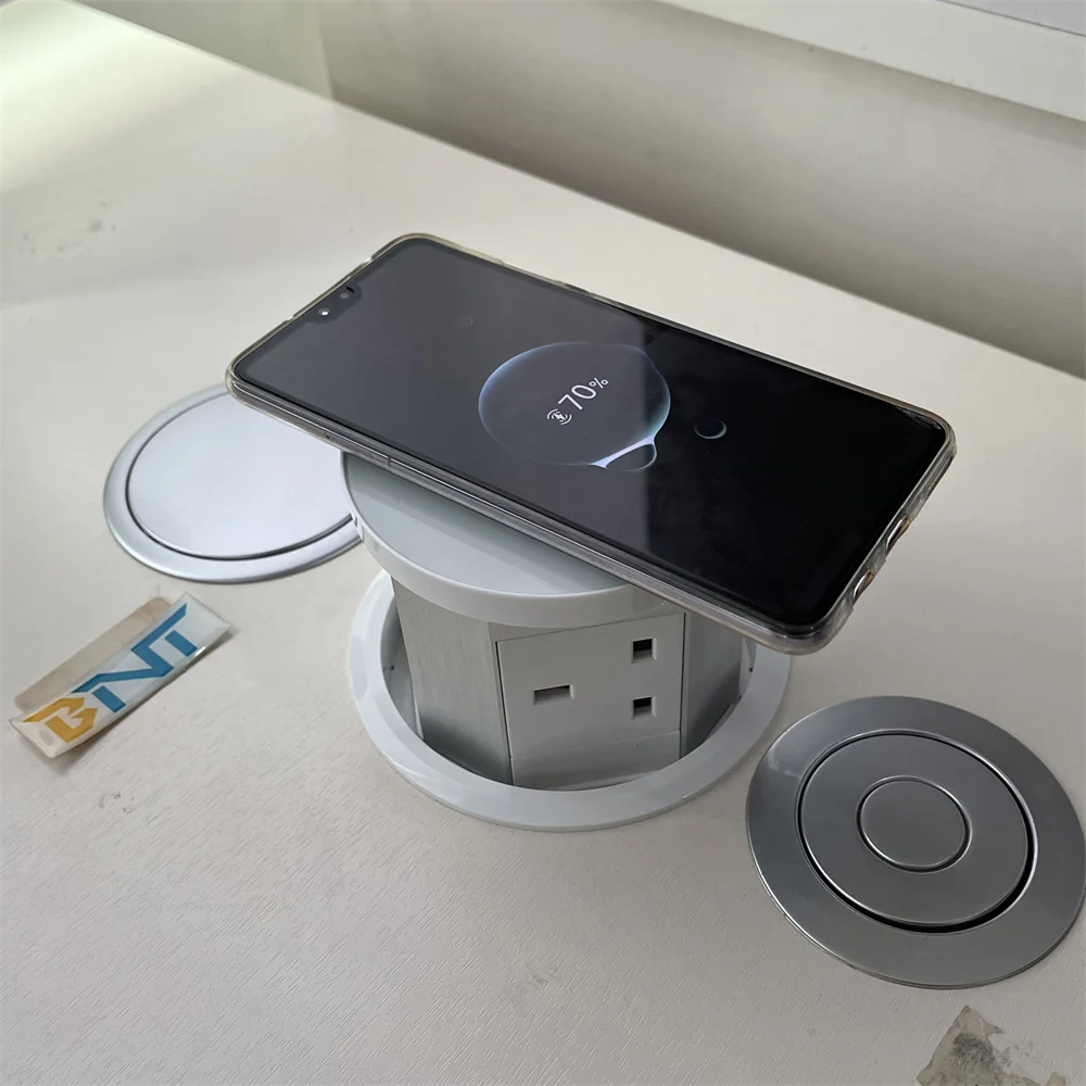 Water Proof Motorized Pop Up Smart Lifting Socket Usb Support Blue Tooth Speaker Wireless Charging Plug Socket For Smart Home