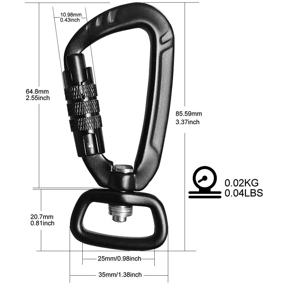 Wholesale Black Color Aviation Aluminum D Shape Automatic Nut High Tensile Force Swivel Square Ring Pet Hook
