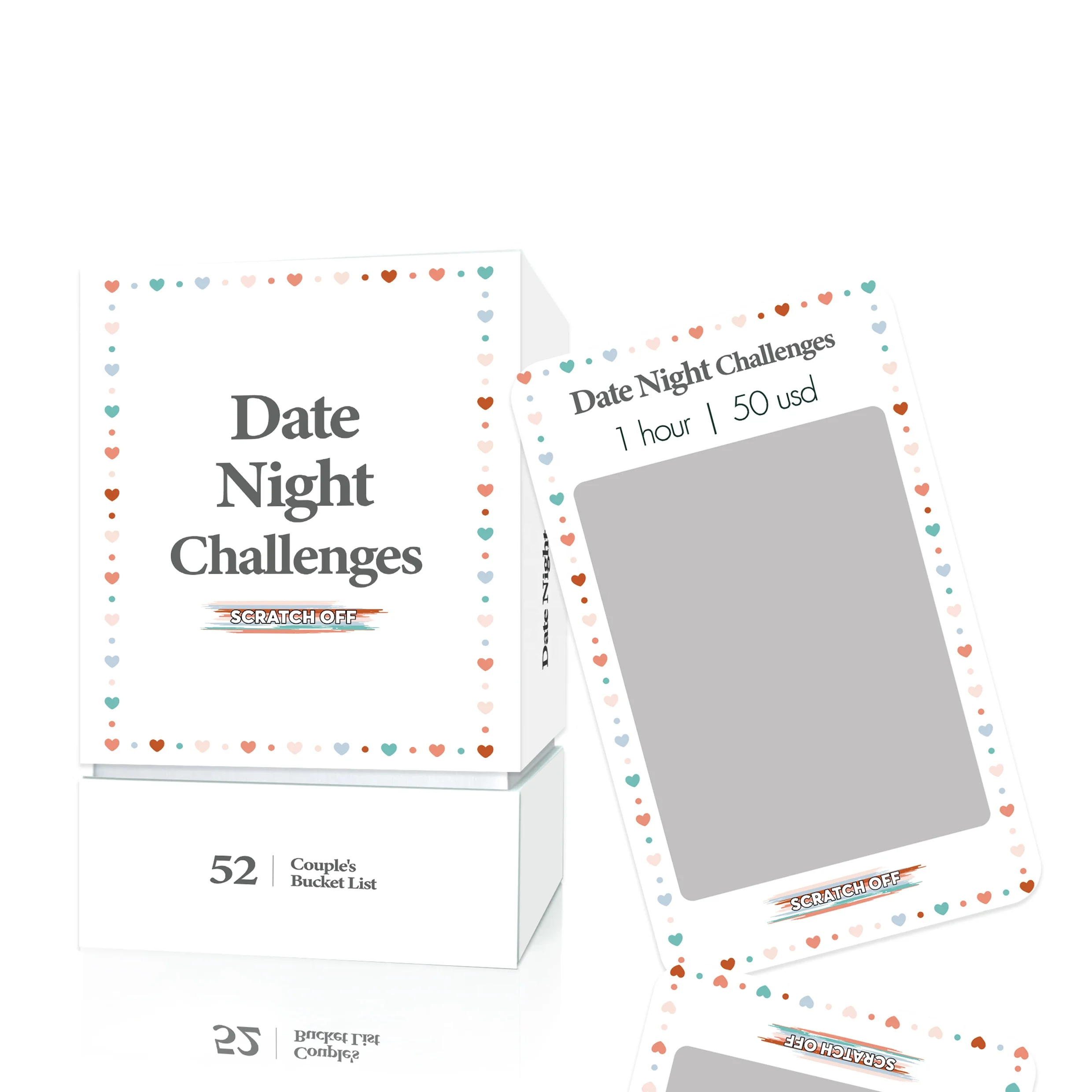 Custom Design 52 Date Night Hot Ideas scratch off cards Couples Game Card Date Night Box Set for Couples