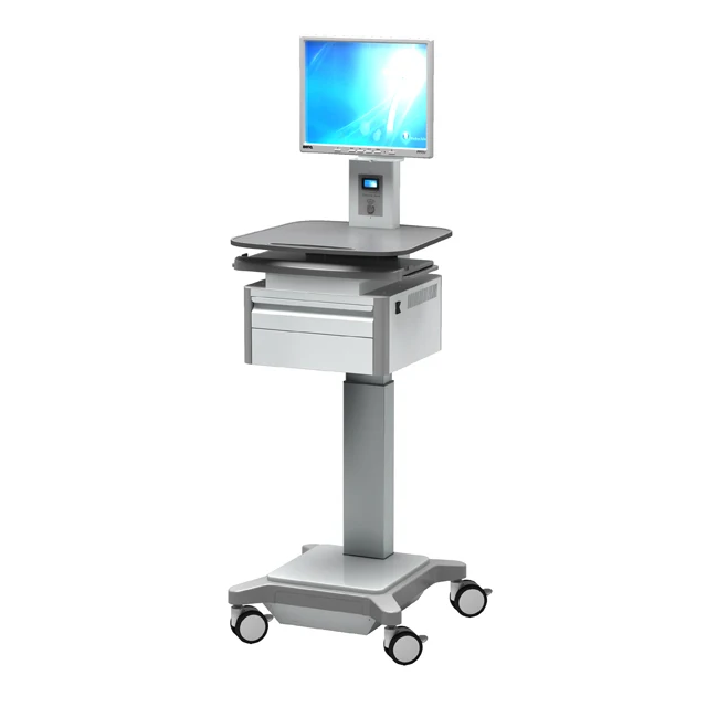 Mobile Workstation laptop Trolley Hospital Medical Information Computer Cart with Drawer