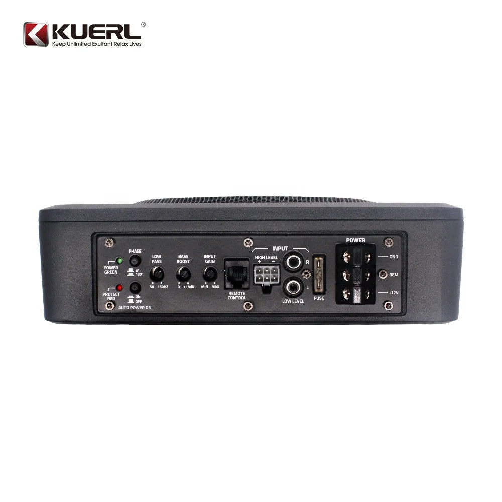 Kuerl hot sale 10 inch pure bass ultra-thin subwoofer 600W 12V active flat subwoofer for car