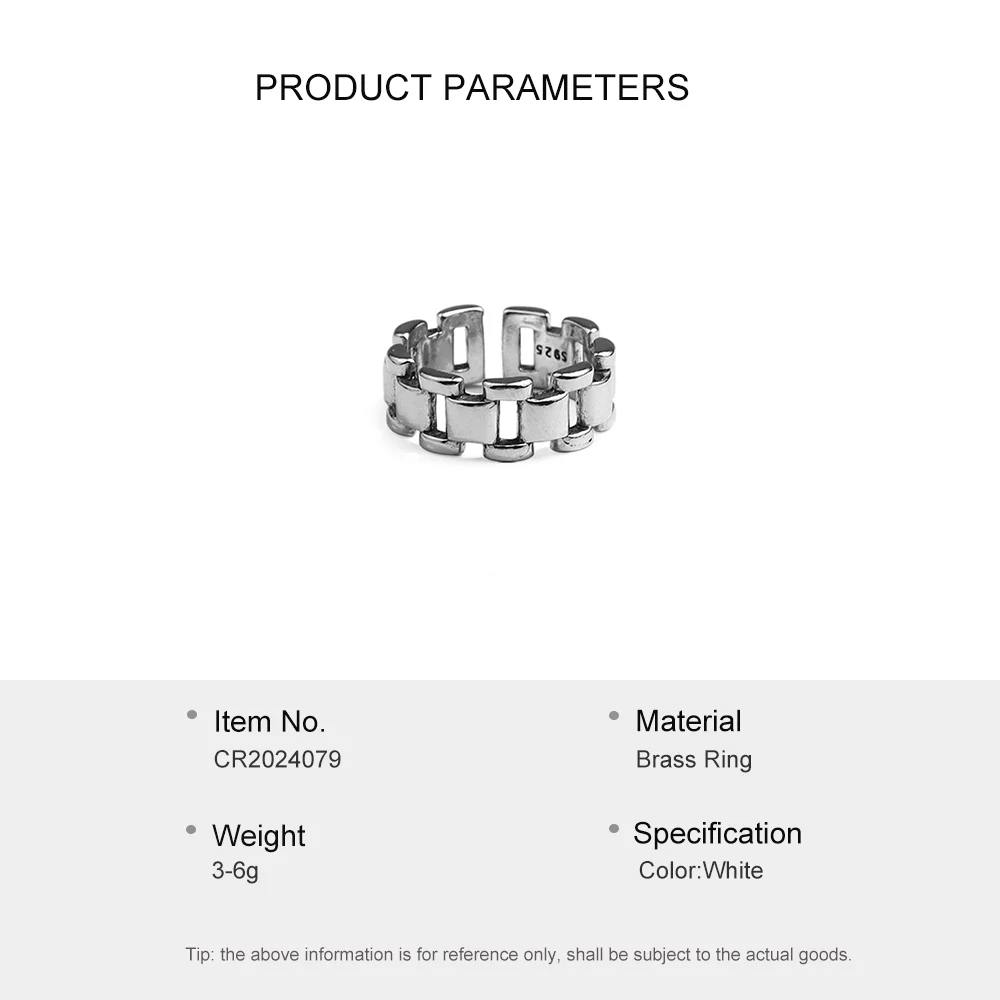 New Fashion Simple Open Ring Korean Design Jewelry For Women Lock Chain Metal Hollow Rings