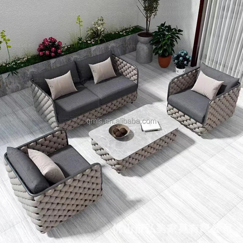 Garden sets  European and American  rattan outdoor furniture with waterproof seat cushion,  color, customizable