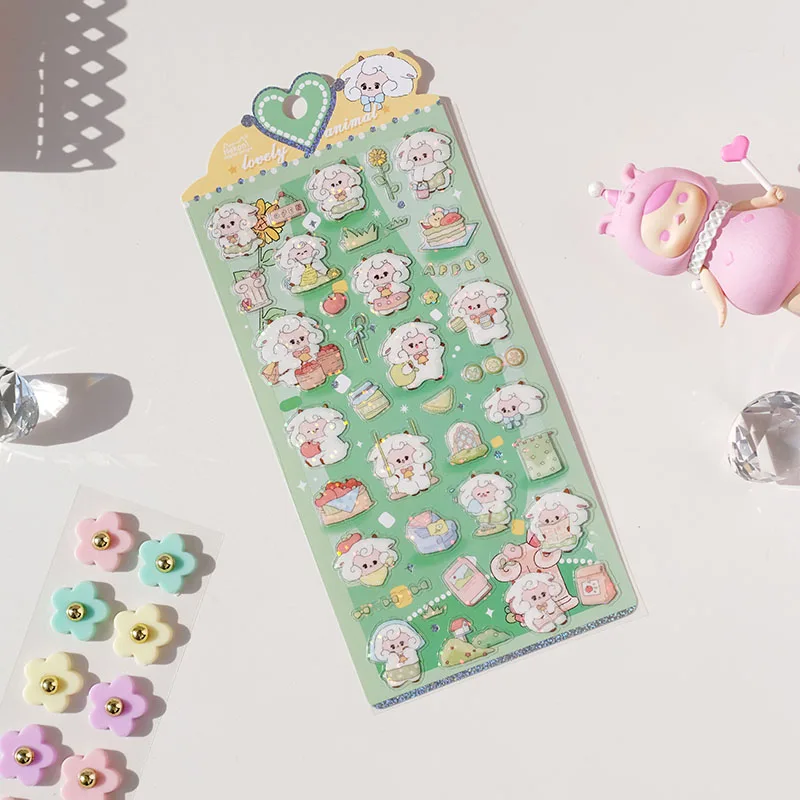 Nekoni Kawaii Stickers Decal Vinyl Waterproof PVC Cute Animal Dog Cat Bunny Bear Pig Sheep Glitter Stickers