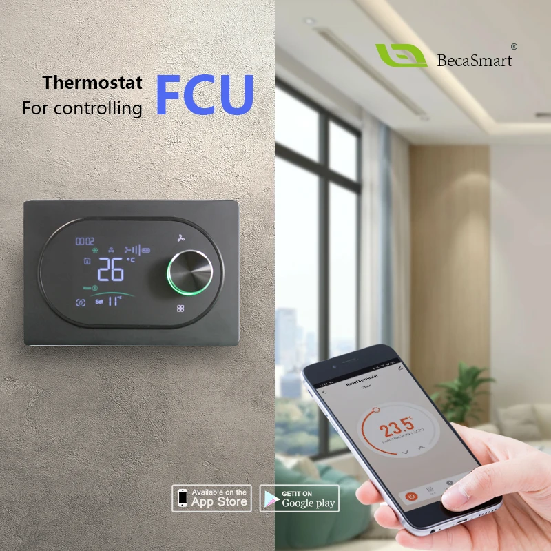 Tuya WiFi Smart Thermostat for Wall-Mounted 3 Speed Temperature Controller for Central Air Conditioner Fan Coil Unit HVAC