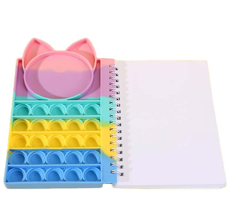 Silicone Pop  push bubble  popit  Notebook Relieve Fidget Notebooks Softcover Spiral Push Toys Memo Pad Finger A5