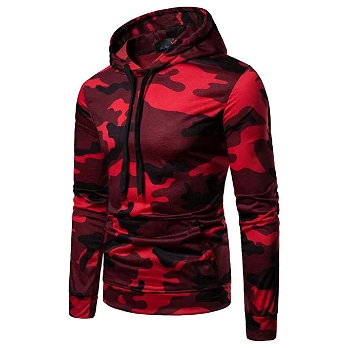 
New Custom Hong Kong Clothing Red Camouflage Military Sweatshirt Hoodies 