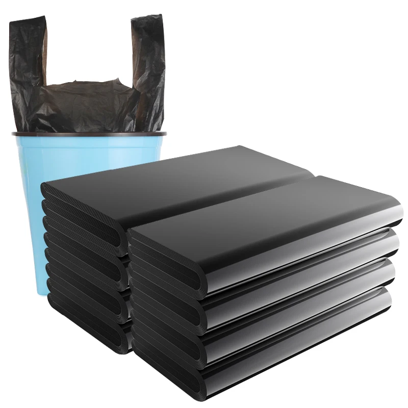 Wholesale Plastic waterproof HDPE outdoor use bag disposable trash bags with portable for packing garbage 70*80cm ,15g per