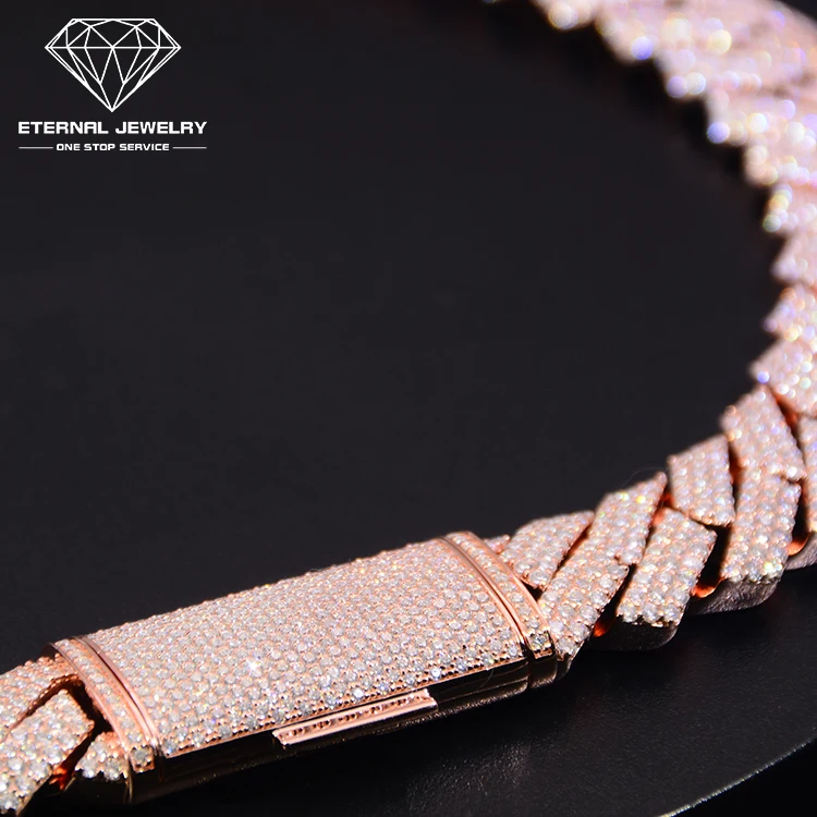 Factory Price 20inches Real Iced out 925 Sterling Silver 10k 14k 18k Gold Moissanite Diamond Cuban Link Chain Hiphop Necklace