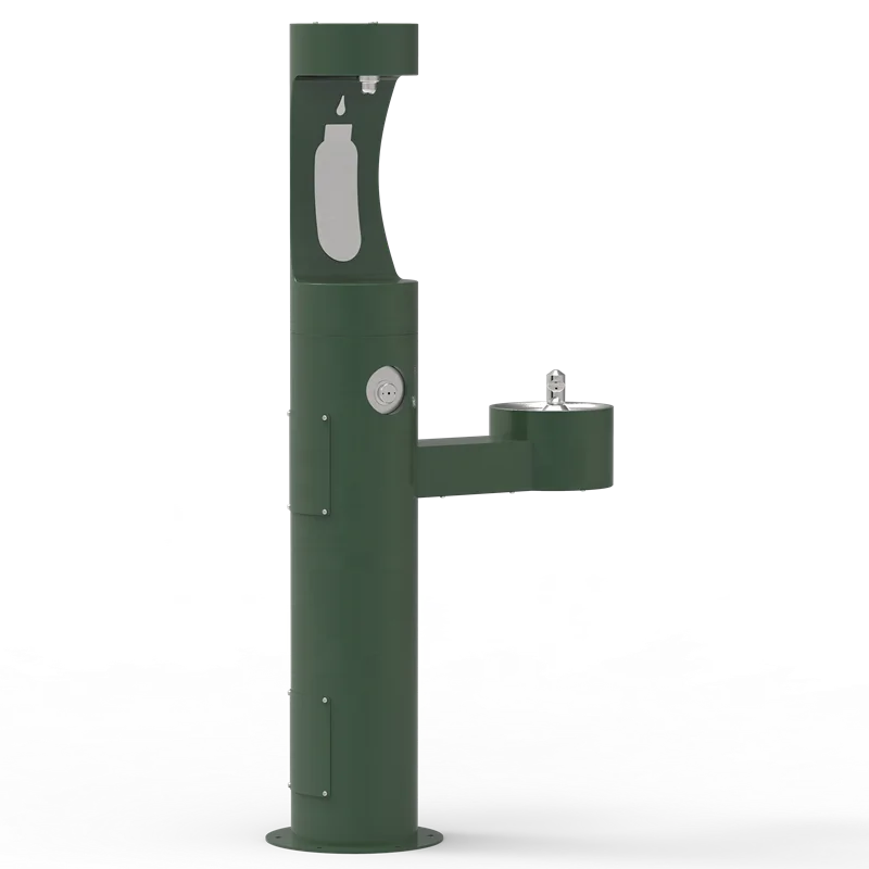Pedestal mounted outdoor drinking fountain outdoor drinking fountain with bottle fillers