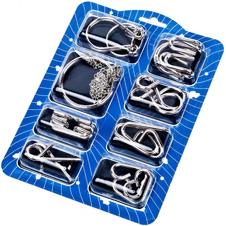 Nine series of metal educational toys intelligence buckle eight sets of ring unlocking unlocking decompression gift wholesale