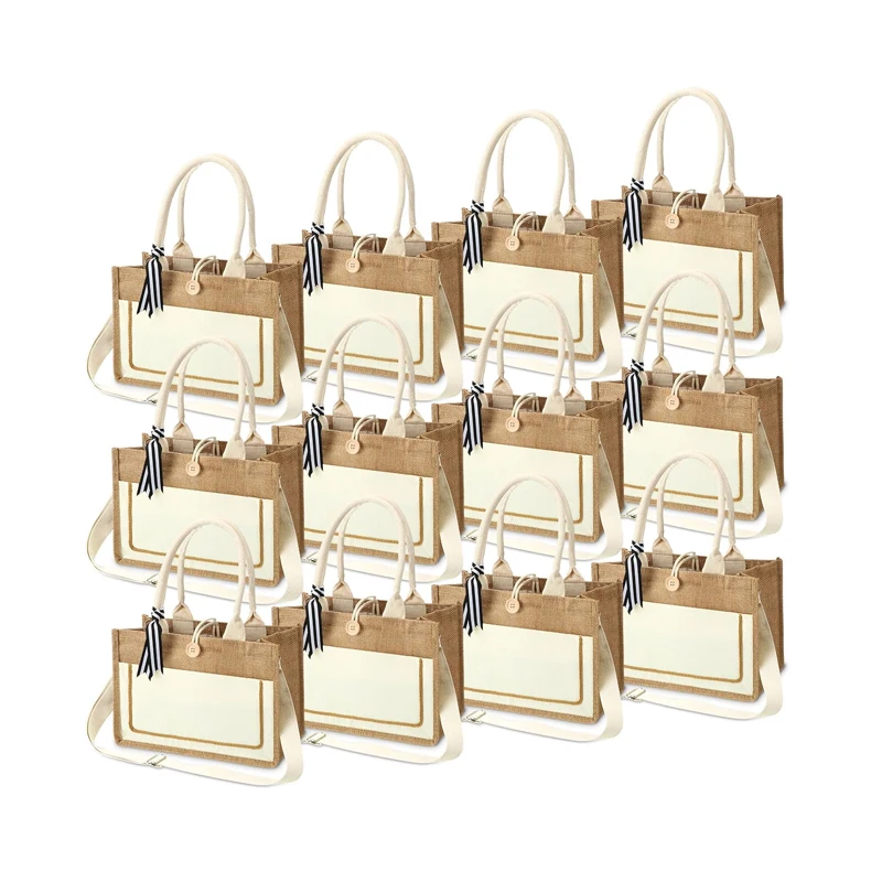 2024 Chinese Simple High Quality Women's Yellow Linen Tote Bag Customized Trend Shopping Jute Bag