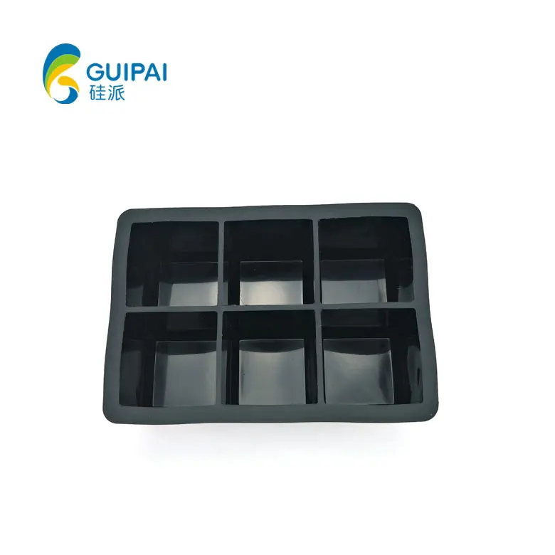 Ice tray silicone cover 6-hole hockey maker with cover 6-cell square ice cube mold set