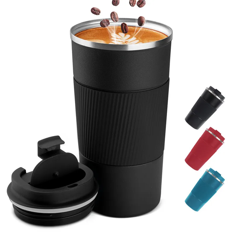 380ml/510ml  Reusable Eco Friendly Customized Double Walled Stainless Steel Car Travel Coffee Mugs With Private Label Logo