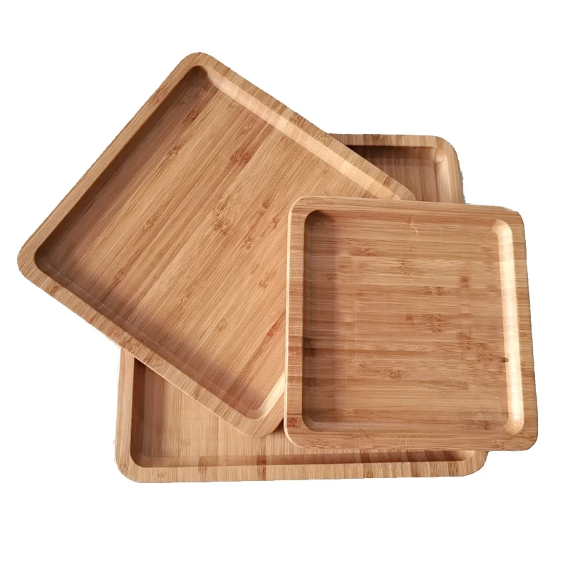 Wooden Bamboo china hotel party coffee tea Bread food Serving rolling tray wholesale mother of pearl tray