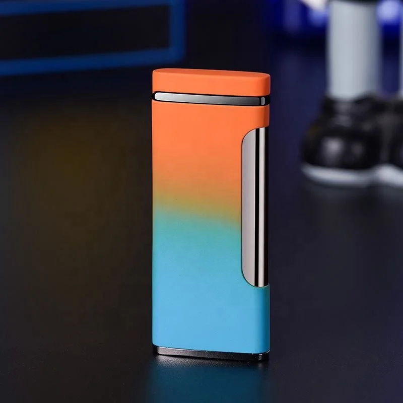 DH3928  Gradual Pressing Oblique Flame Jet Lighter Metal Windproof Gas Lighter Cigarette Wholesale